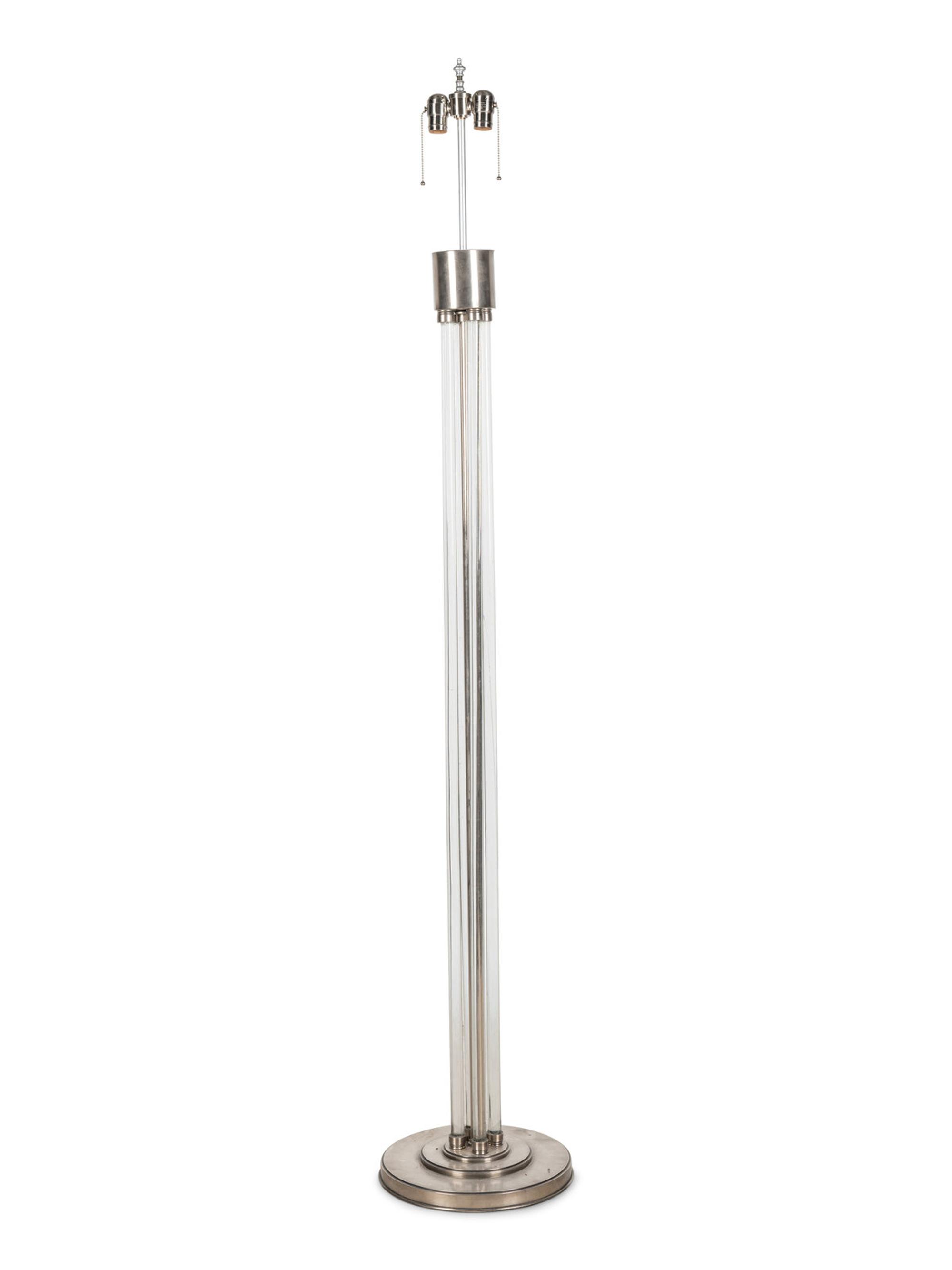 A French Nickeled Bronze and Lucite Floor Lamp
