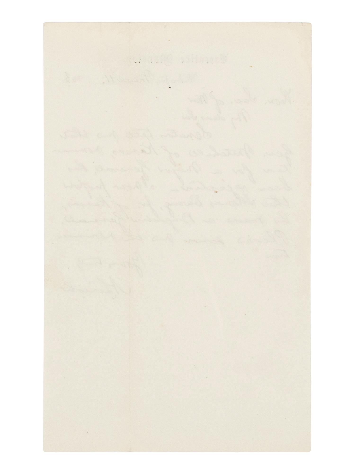 LINCOLN, Abraham (1809-1865). Autograph letter signed ("A. Lincoln") to Secretary of War Edwin M. Stanton. Executive Mansion, Washington, D.C., 11 March 1863.