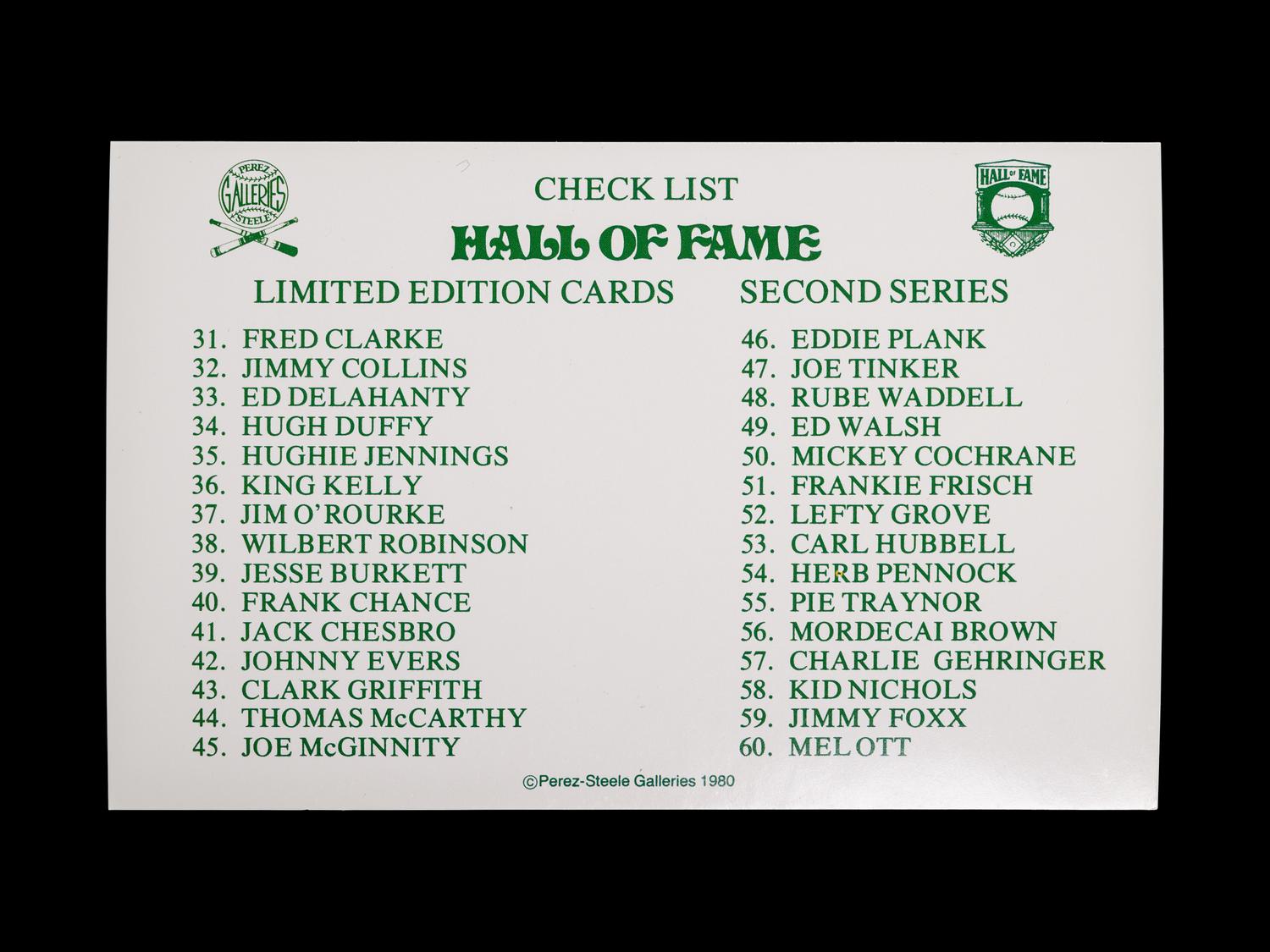 A Complete Run of 1980-2002 Series One Through Fifteen Perez-Steele Baseball Hall of Fame Post Cards