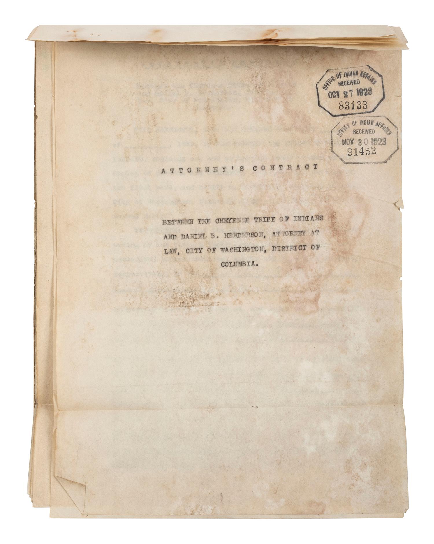 [NATIVE AMERICANS]. Documents involving Native American affairs and allotments.