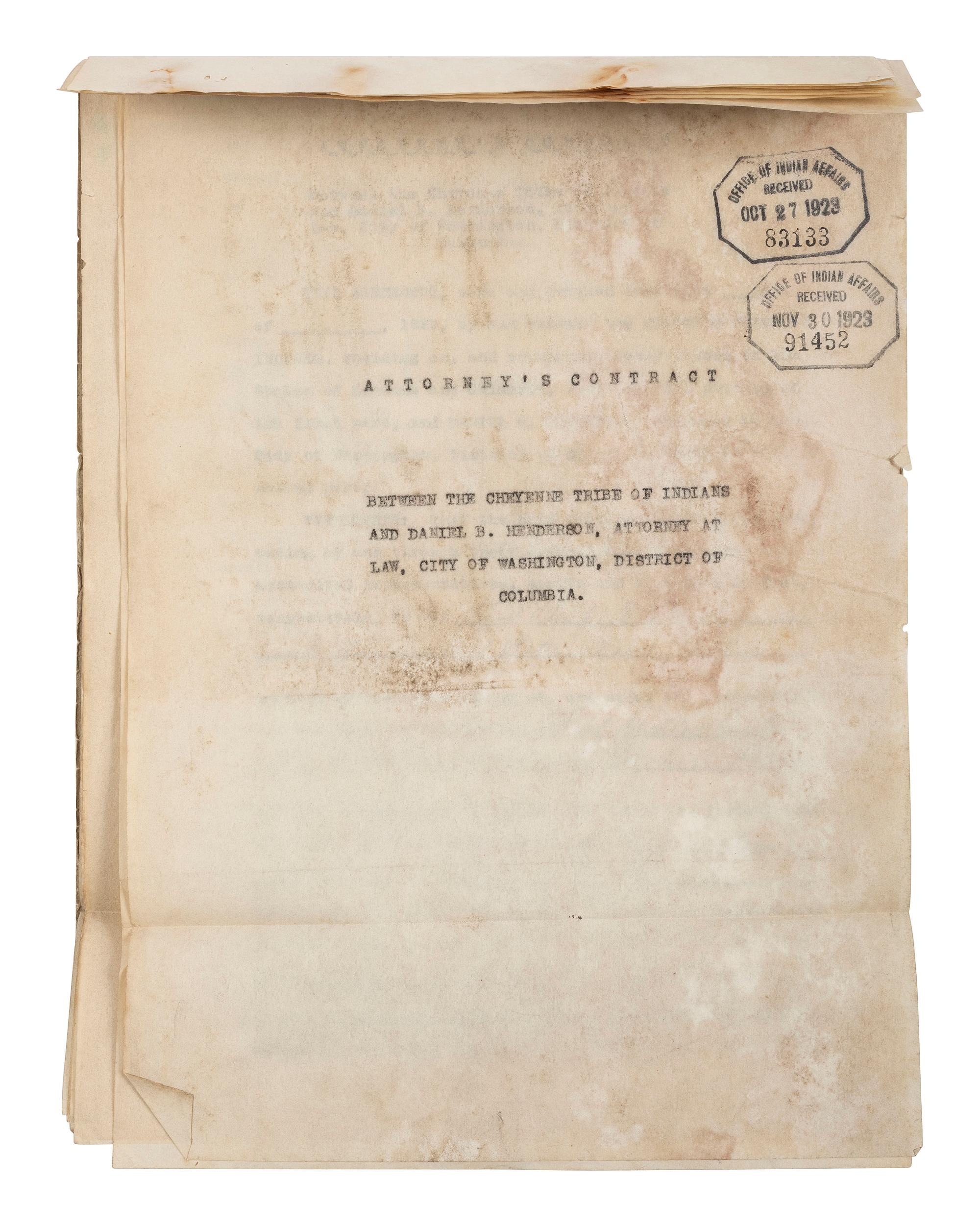 [NATIVE AMERICANS]. Documents involving Native American affairs and allotments.