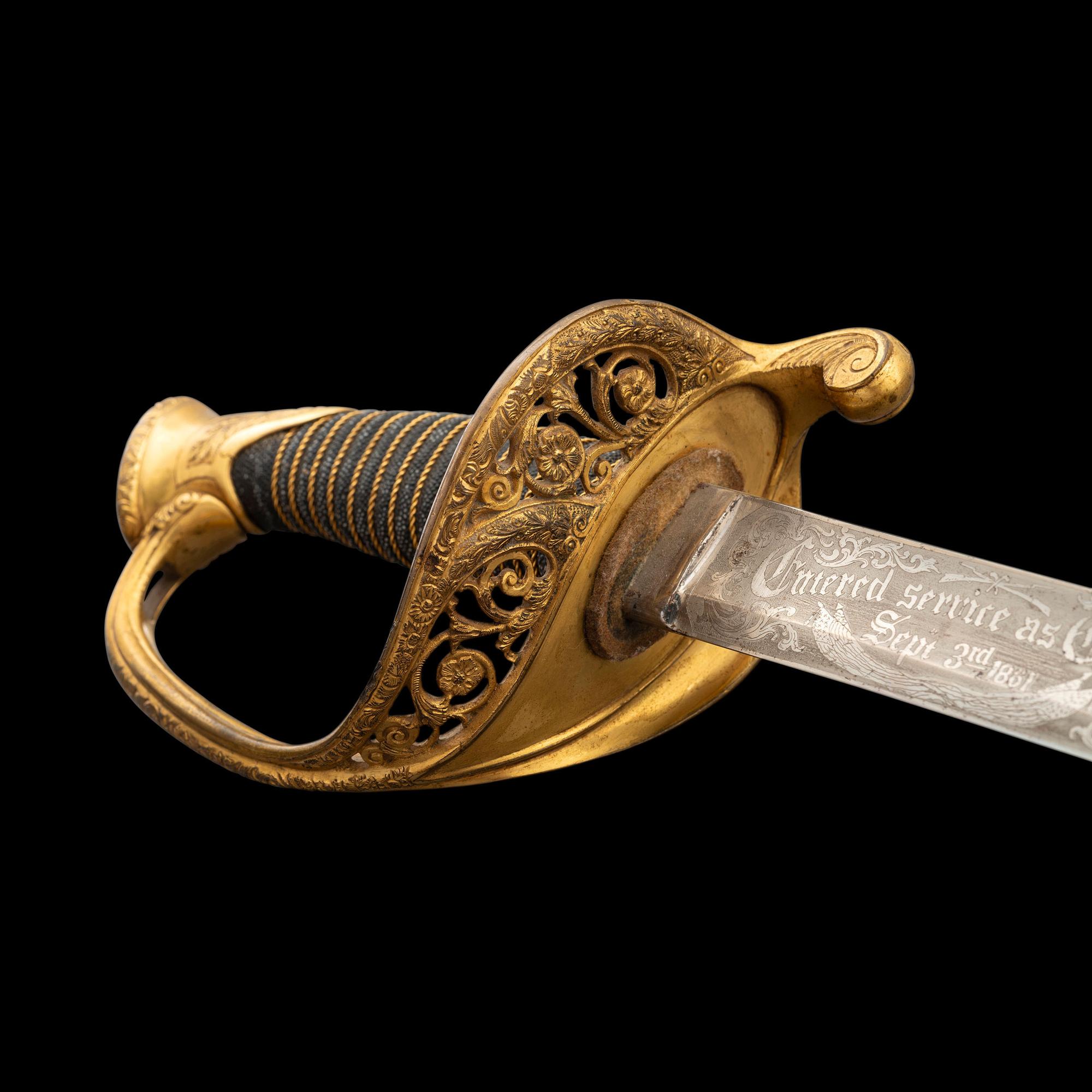 Exceptional Etched Blade Ames US Model 1850 Foot Officer Sword Presented to Colonel (General) Horace Lee & CDV - Published in Thillmann's Civil War Army Swords