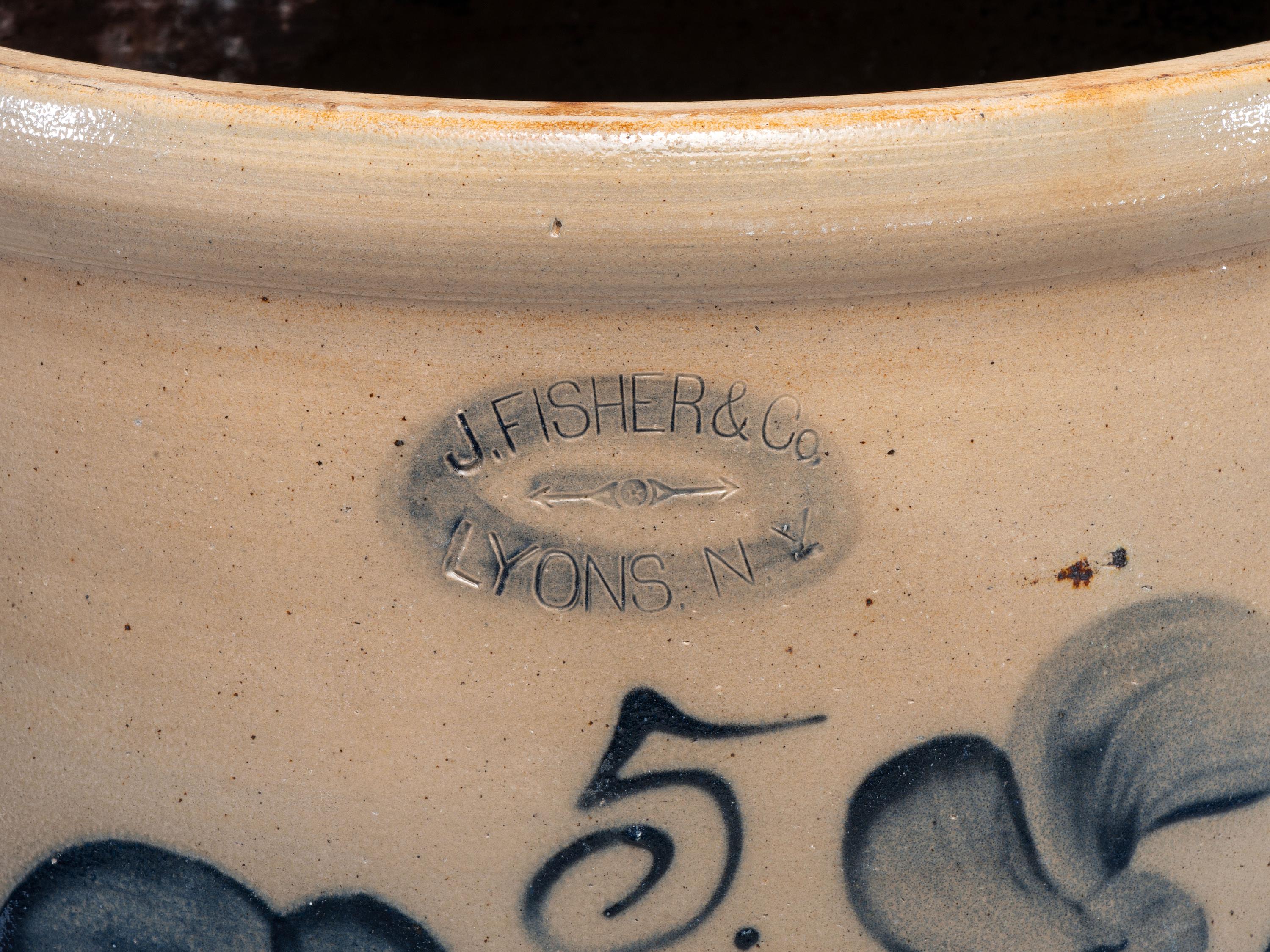 Three Cobalt Decorated Stoneware Crocks