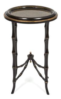 A Regency Style Ebonized and Gilt Tray Top Table Height 25 x width 15 x depth 13 1/2 inches. — 20TH CENTURY