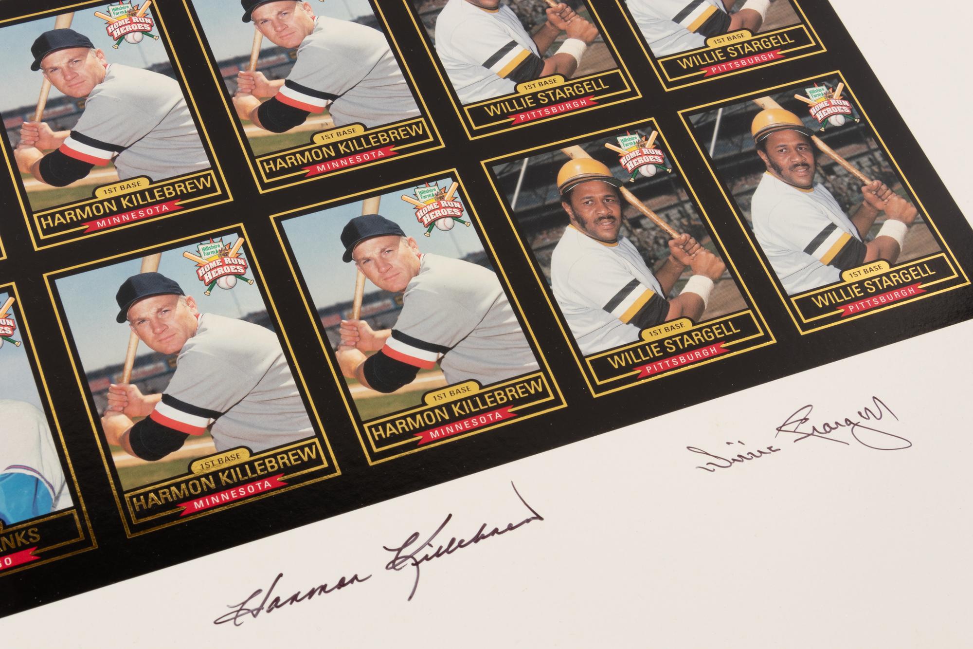 A Group of Seven Uncut Sheets of Signed Home Run Heroes Baseball Cards (Robinson, Banks, Killebrew, Stargell),