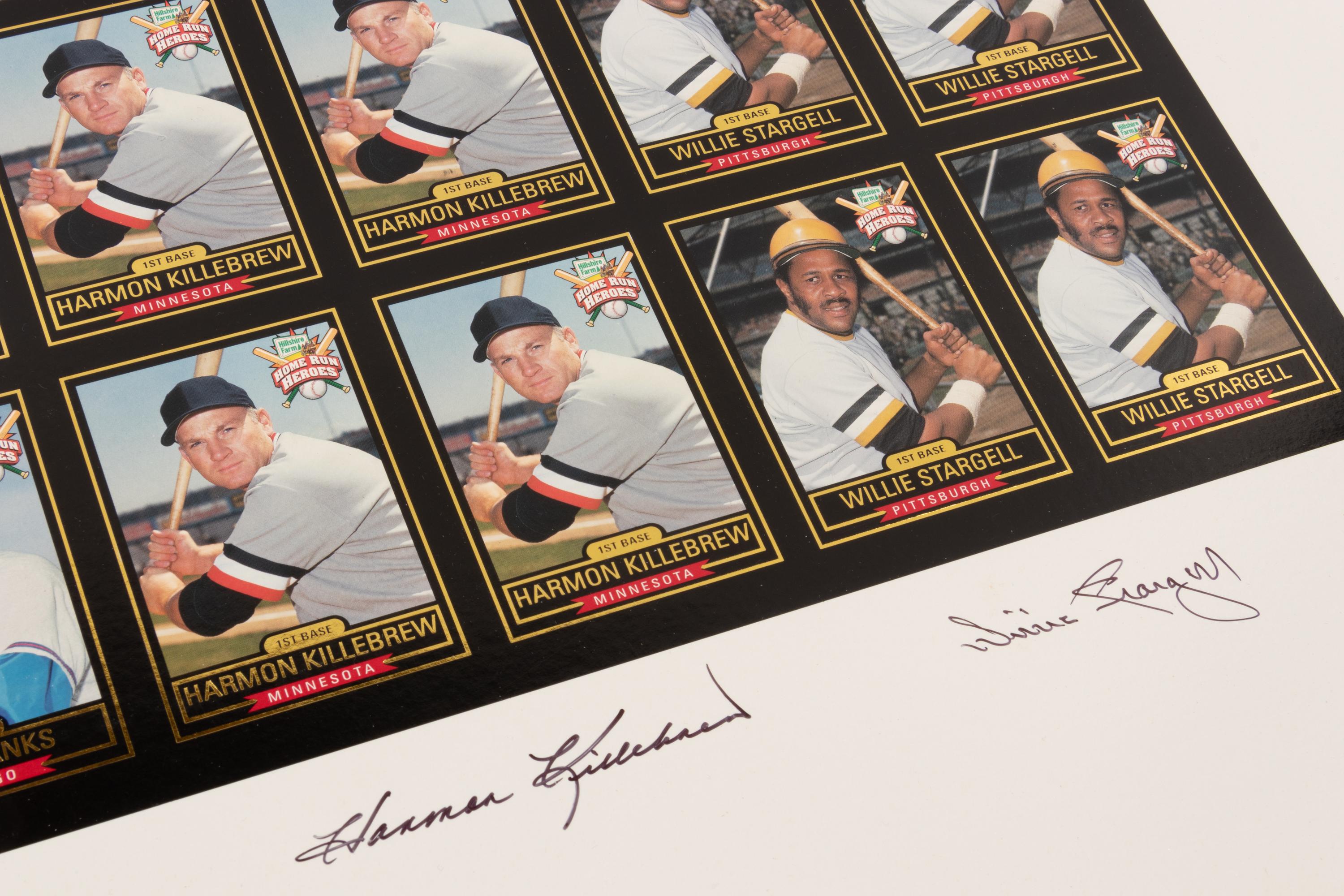 A Group of Seven Uncut Sheets of Signed Home Run Heroes Baseball Cards (Robinson, Banks, Killebrew, Stargell),