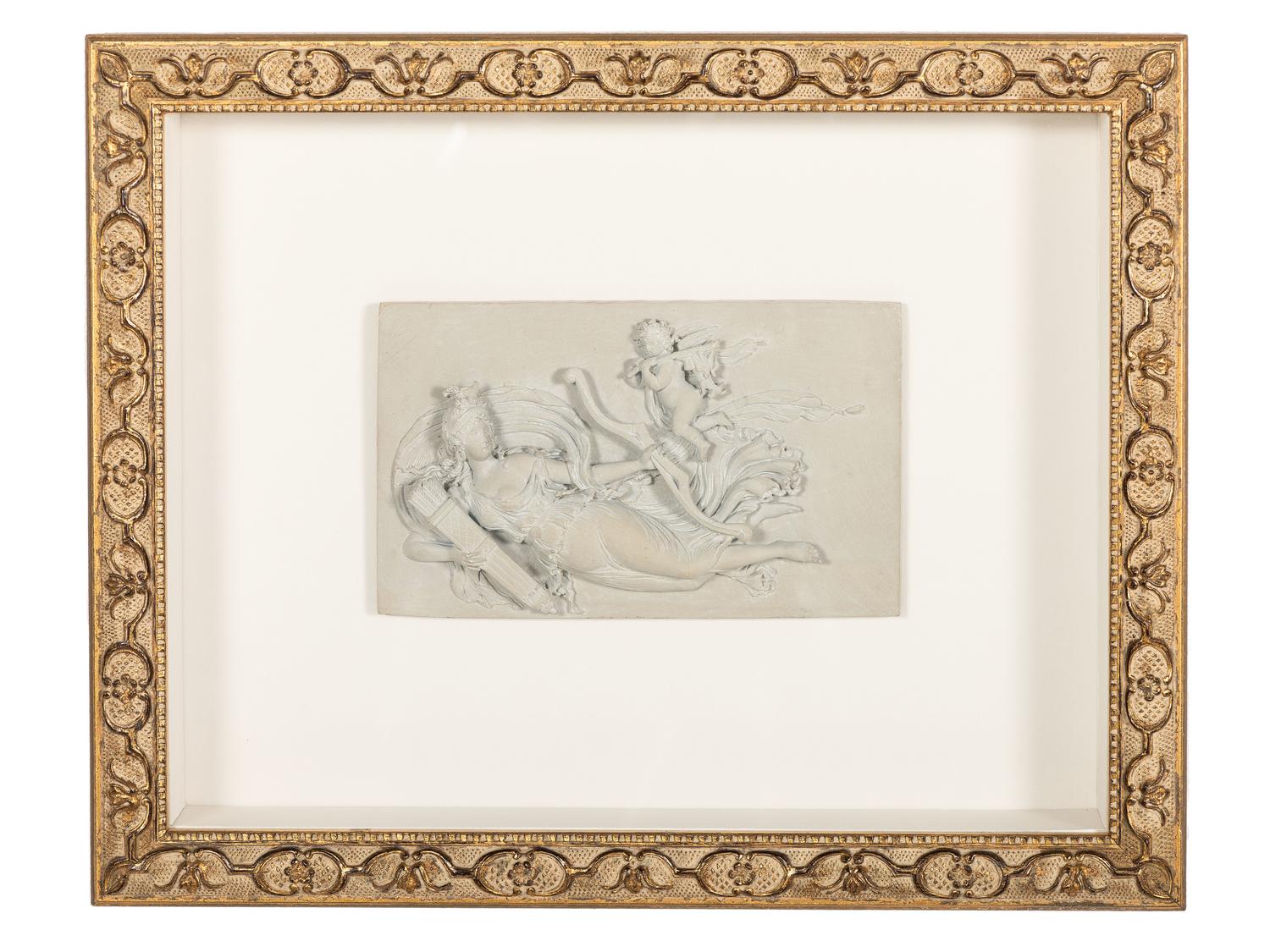 A Carved Lava Panel of Diana and Eros