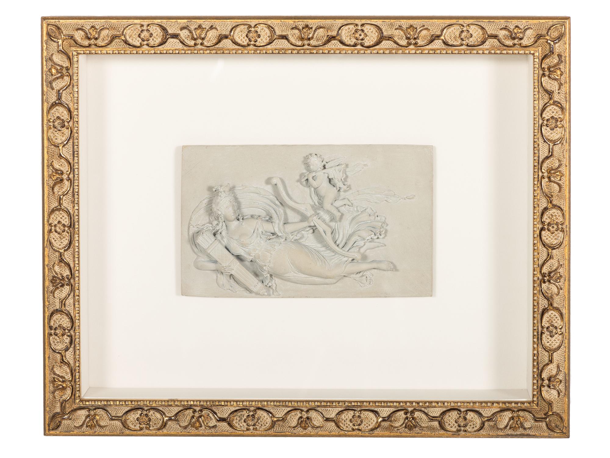 A Carved Lava Panel of Diana and Eros