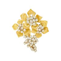 YELLOW GOLD AND DIAMOND FLOWER BROOCH/PENDANT