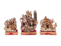 Three Spanish Colonial Carved Wood Figural Groups