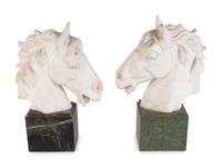 A Pair of Continental Carved Marble Horse Heads — FIRST QUARTER 20TH CENTURY
