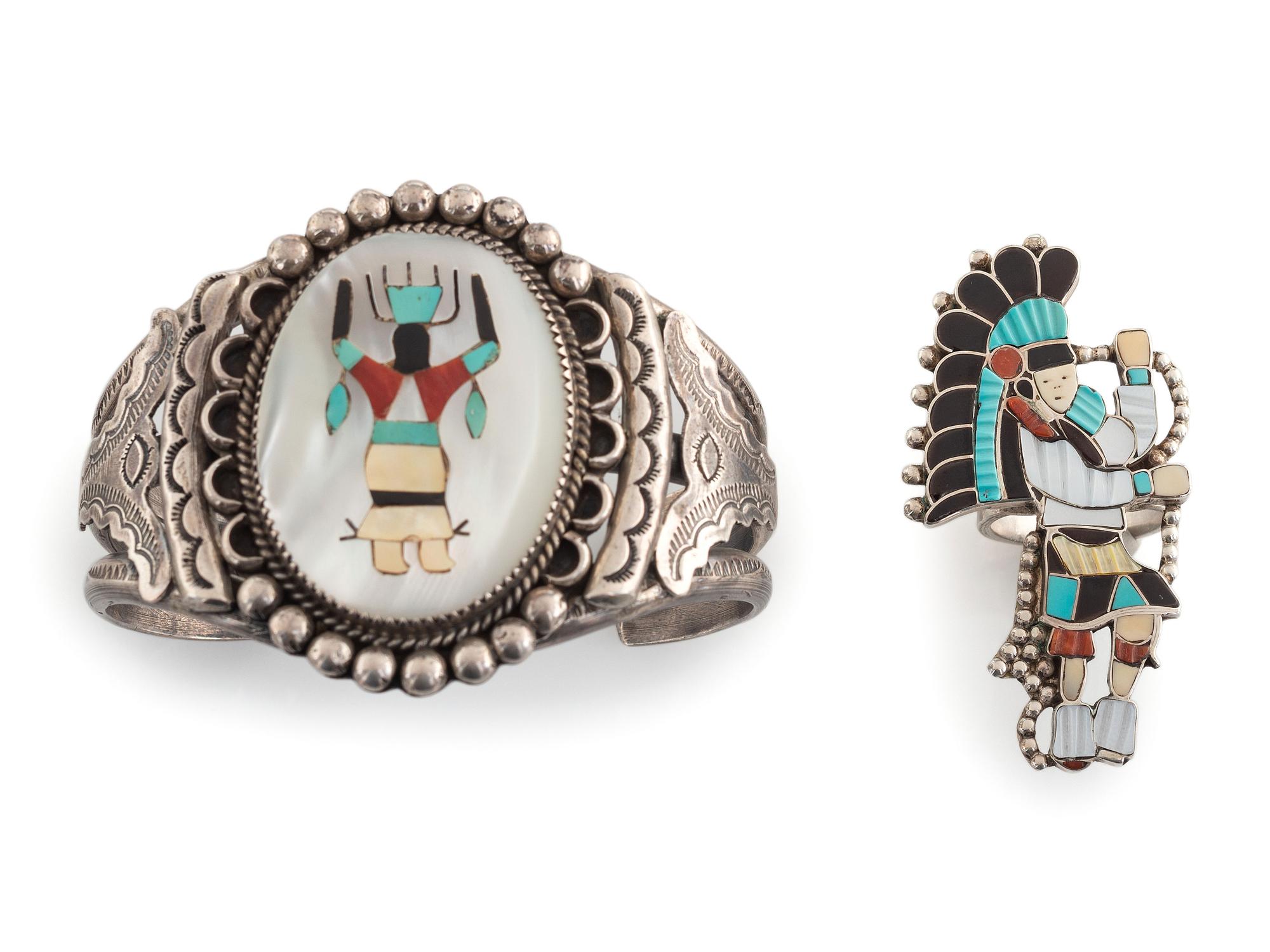 Zuni Mosaic and Channel Inlay Dancer Jewelry