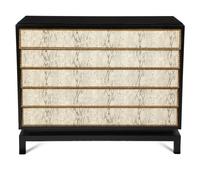 A Pair of Custom Black Painted Chests of Drawers with Faux-Python Veneered Drawer Fronts
