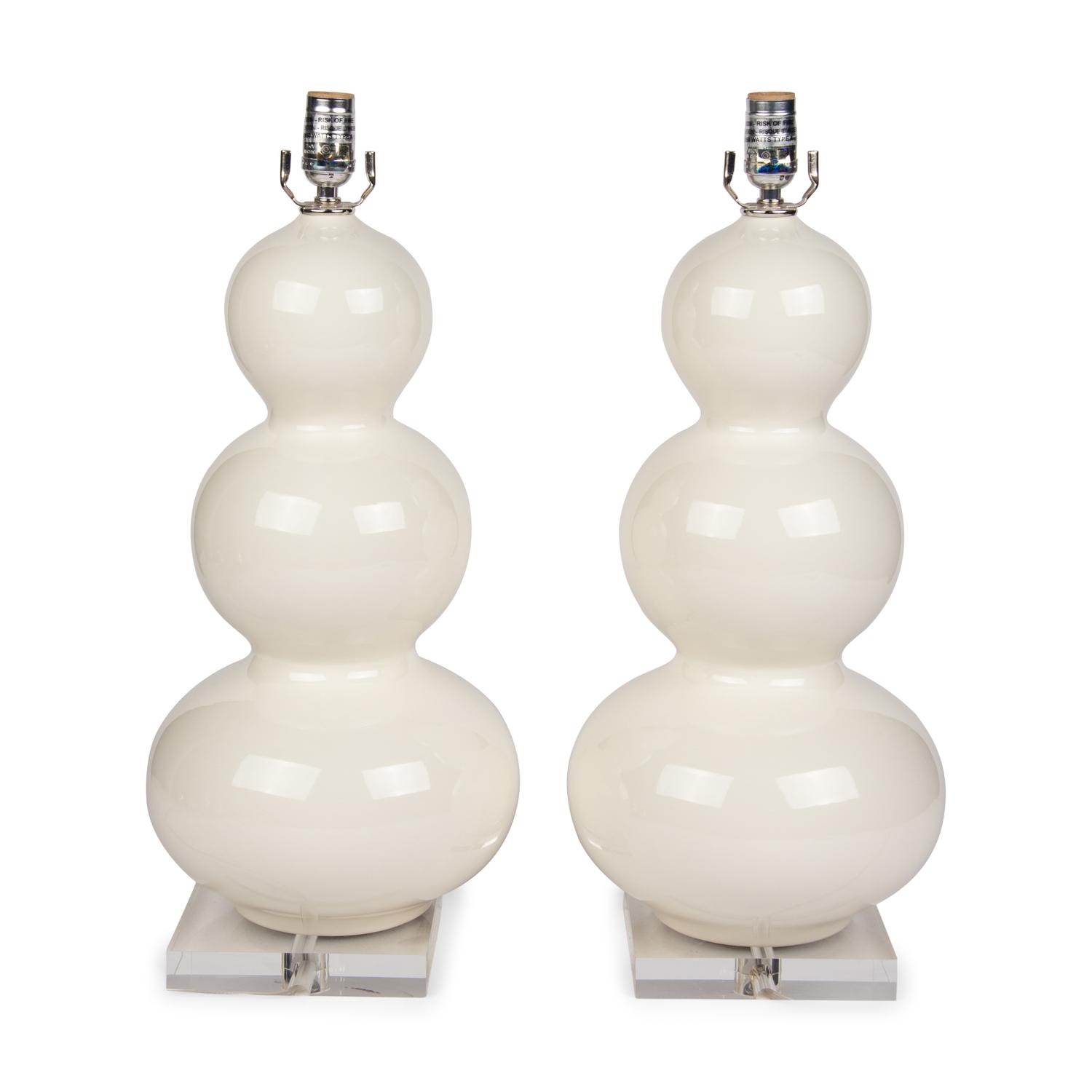 A Pair of Contemporary Glass and Acrylic Table Lamps