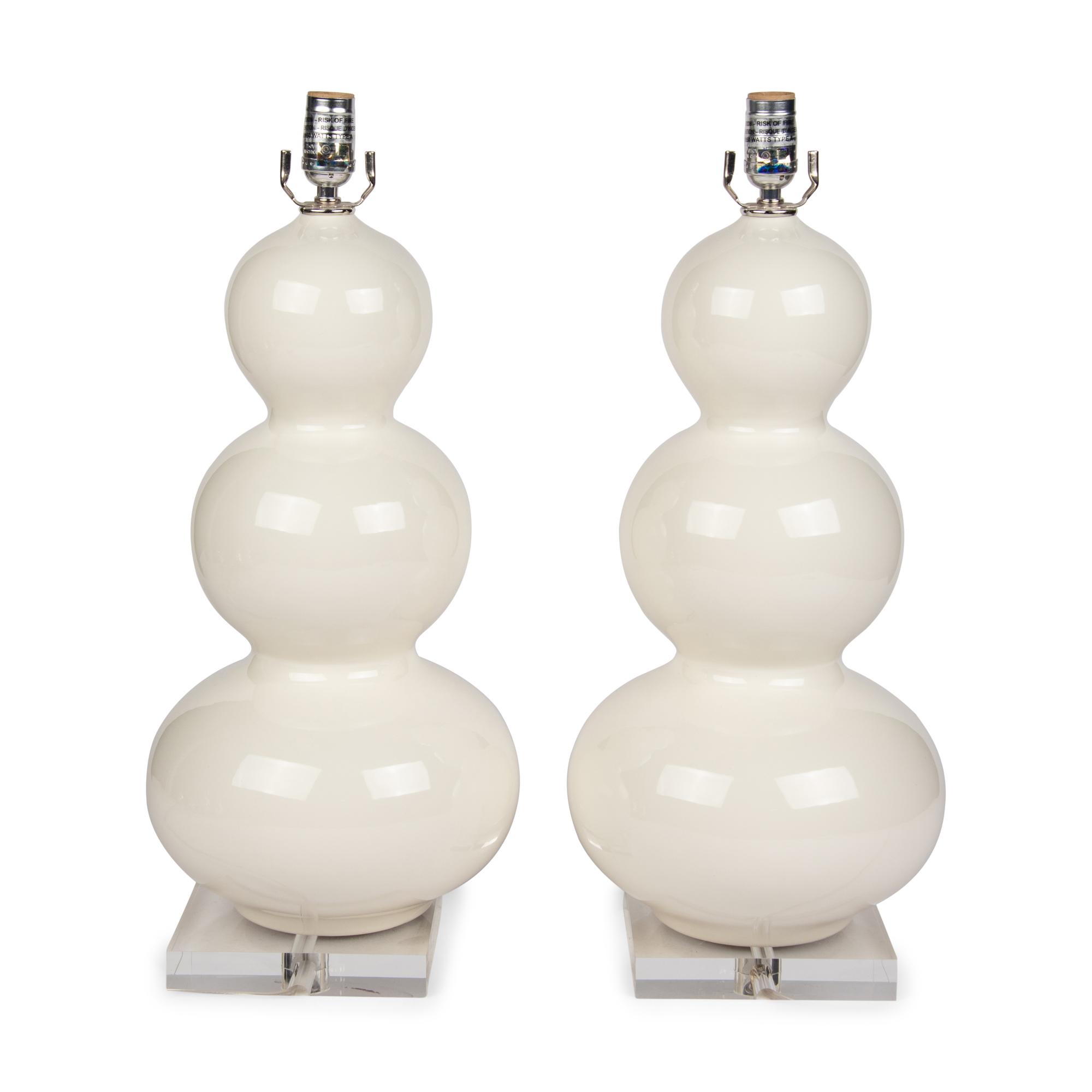 A Pair of Contemporary Glass and Acrylic Table Lamps