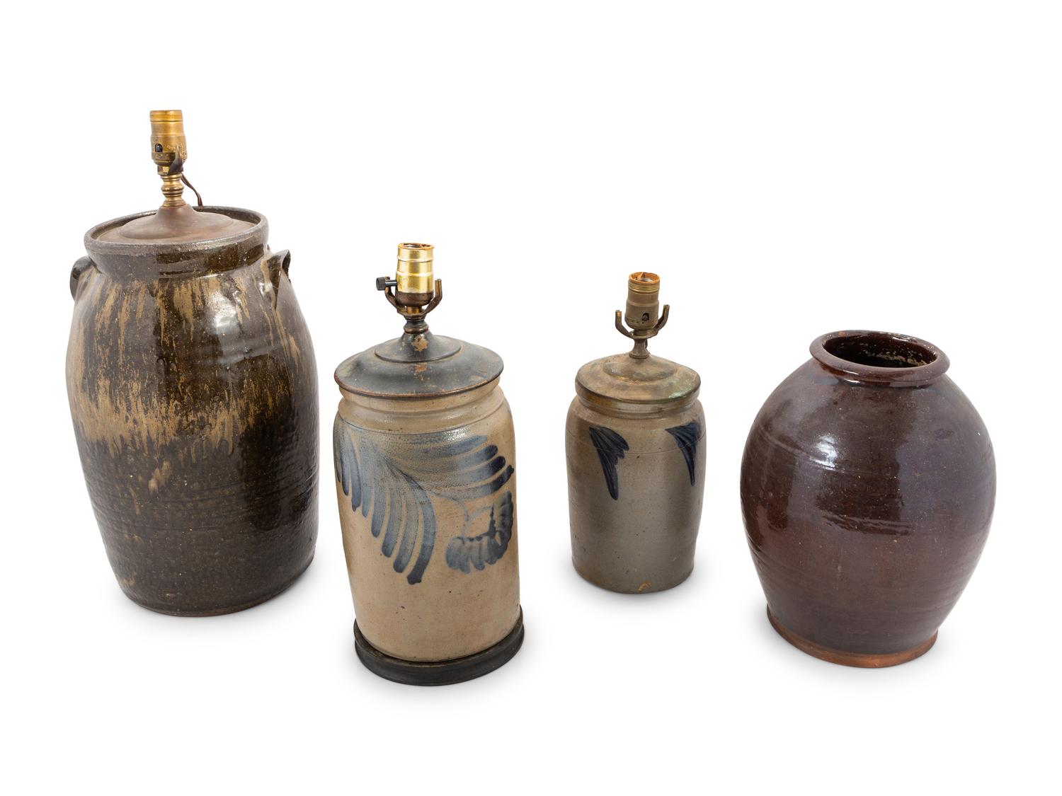 A Group of Stoneware Lamps, PLUS