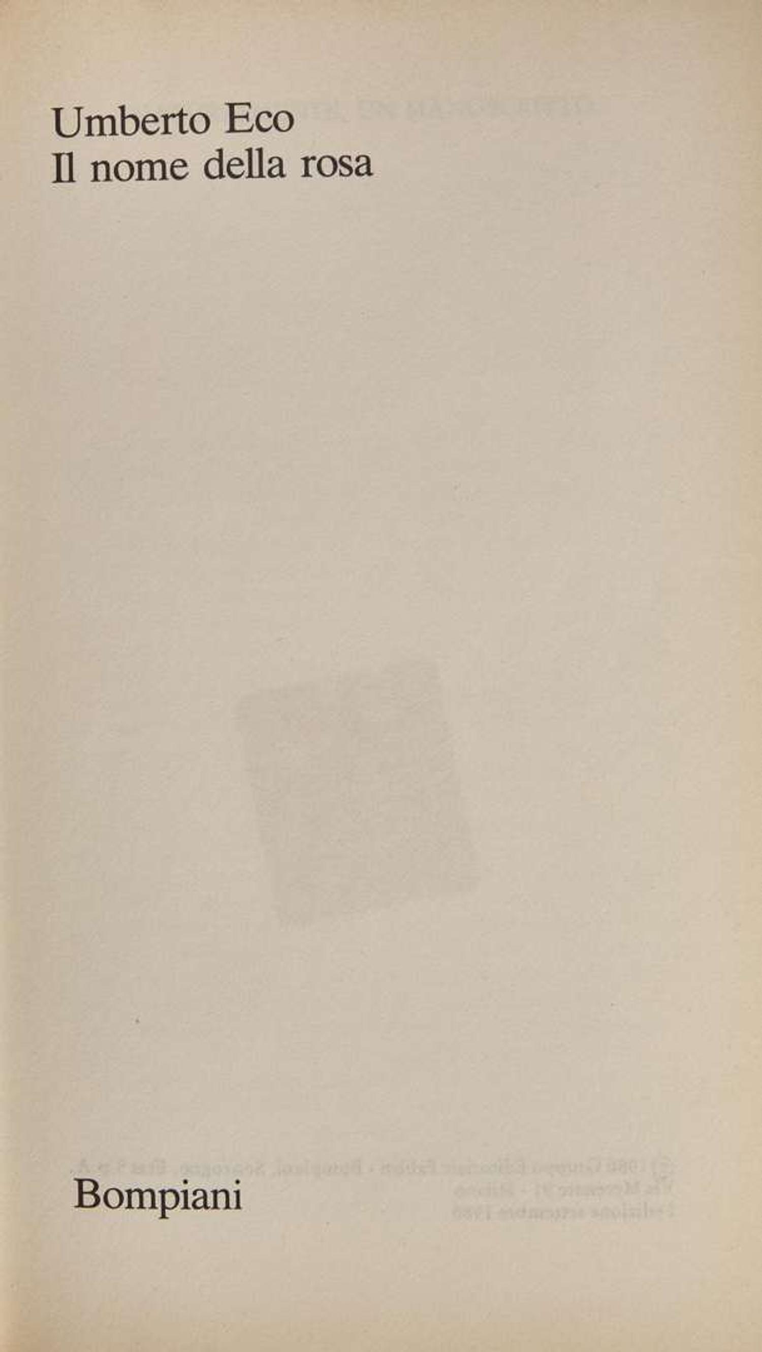 [Literature] Eco, Umberto: Il Nome della Rosa