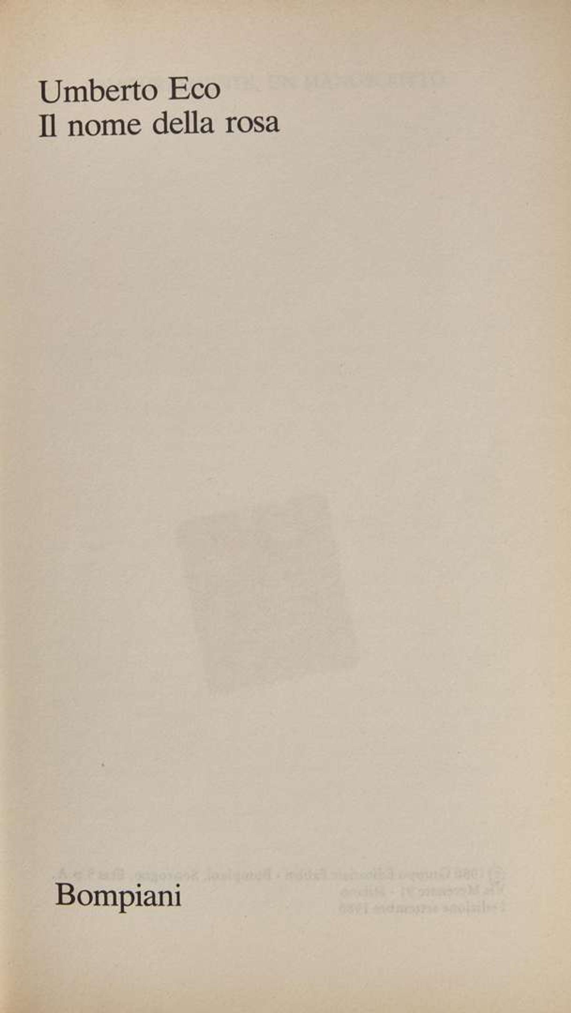 [Literature] Eco, Umberto: Il Nome della Rosa