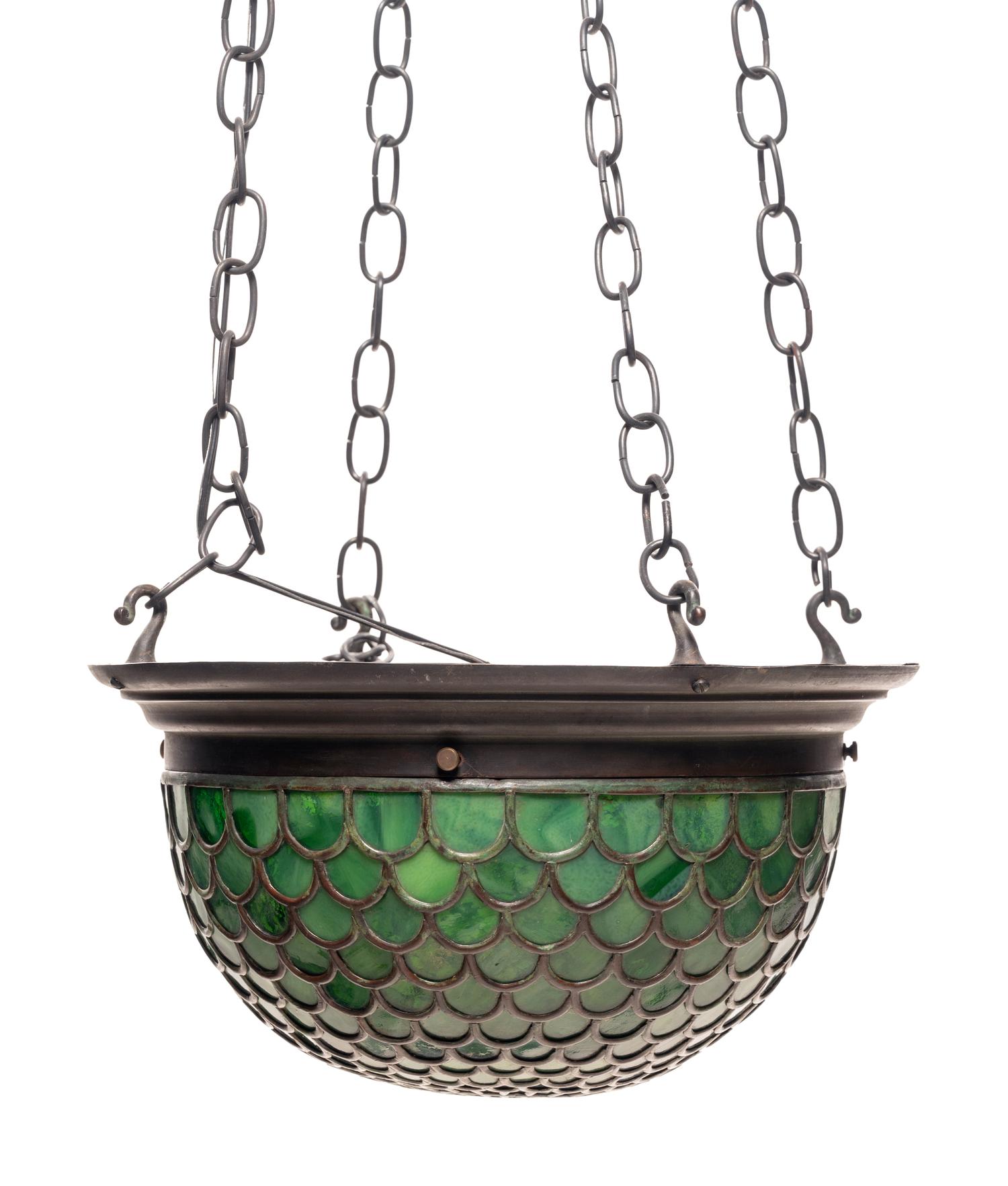 An American Leaded Glass Hanging Shade