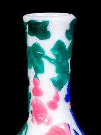 Four Chinese Multi-Colored Overlay Translucent White Glass Articles