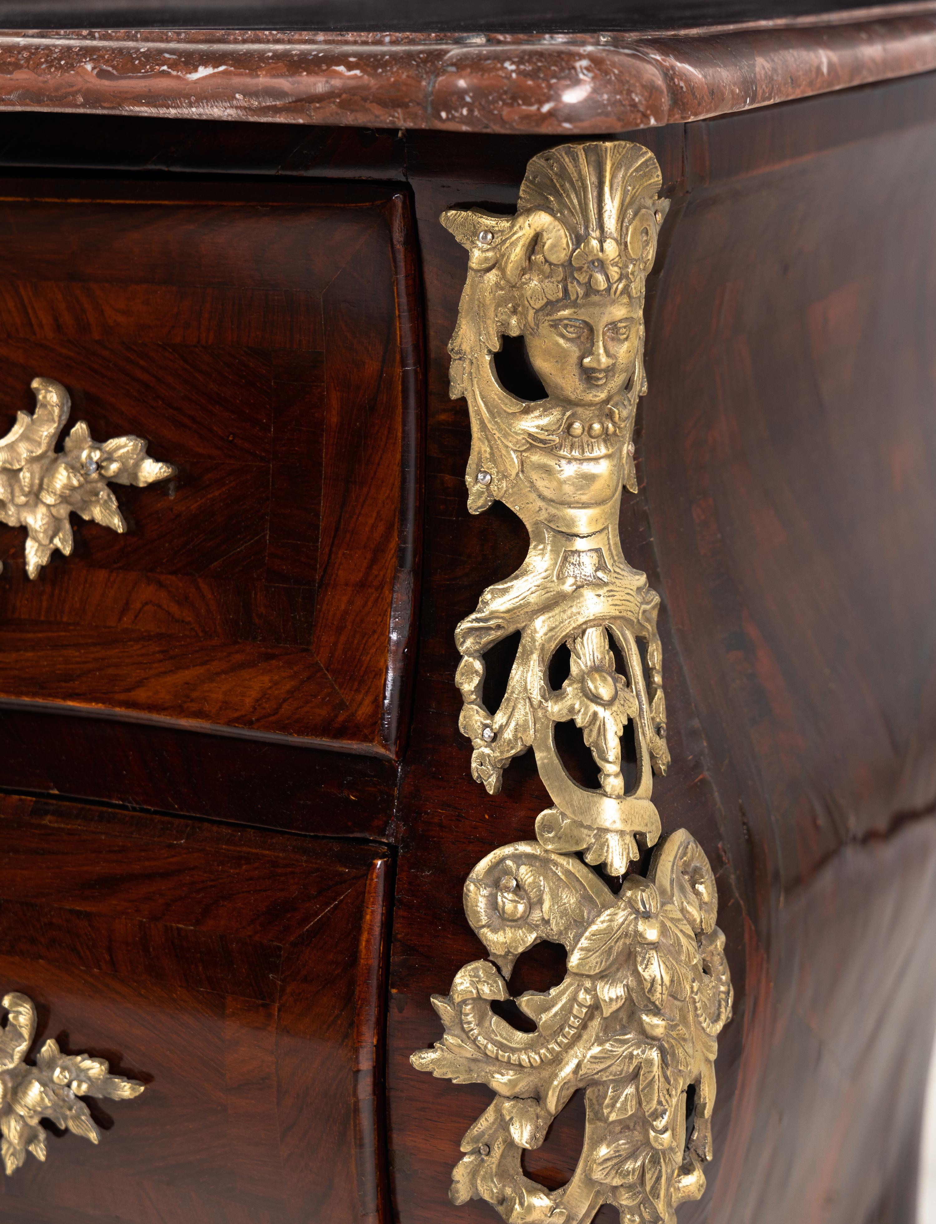 A Régence Style Gilt-Bronze Mounted Kingwood and Tulipwood Commode