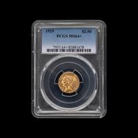 A 1929 Indian Head $2.50 Gold Coin [PCGS MS64+]