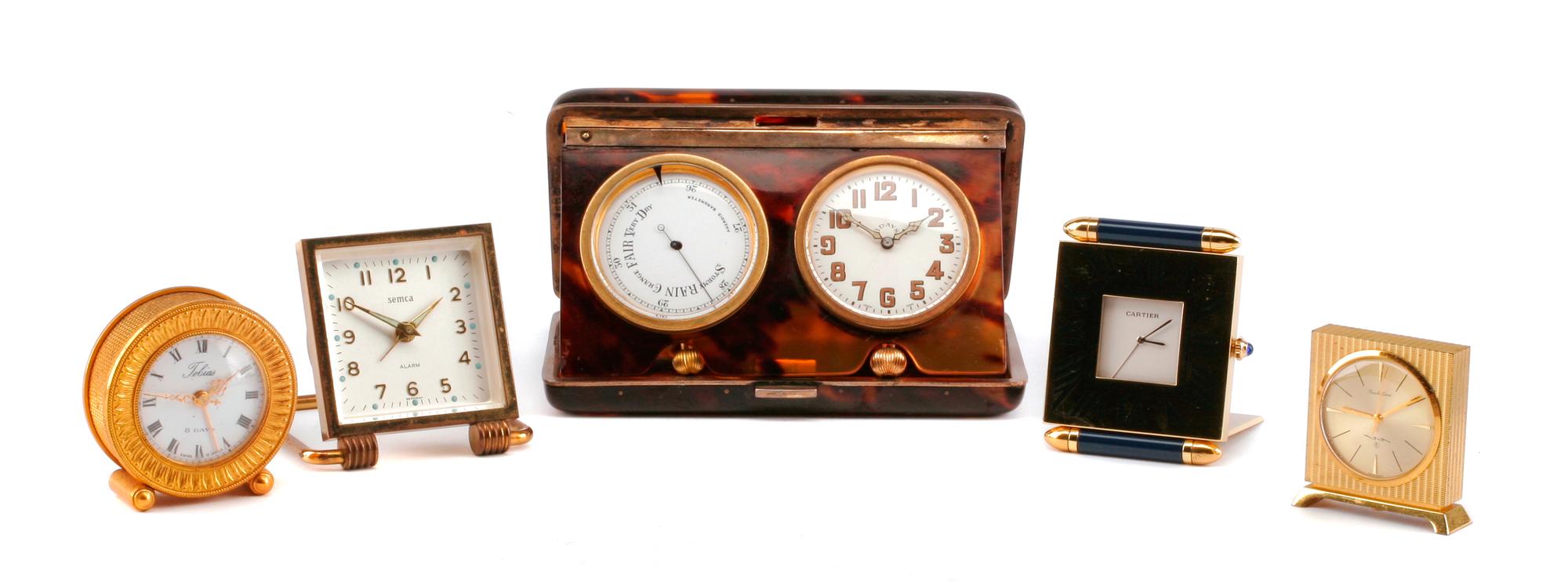 Five Small Desk Clocks Width of widest 5 1/2 inches. — VARIOUS MAKERS