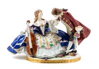 A Sitzendorf Porcelain Figural Group Height 6 1/2 inches. — 20TH CENTURY