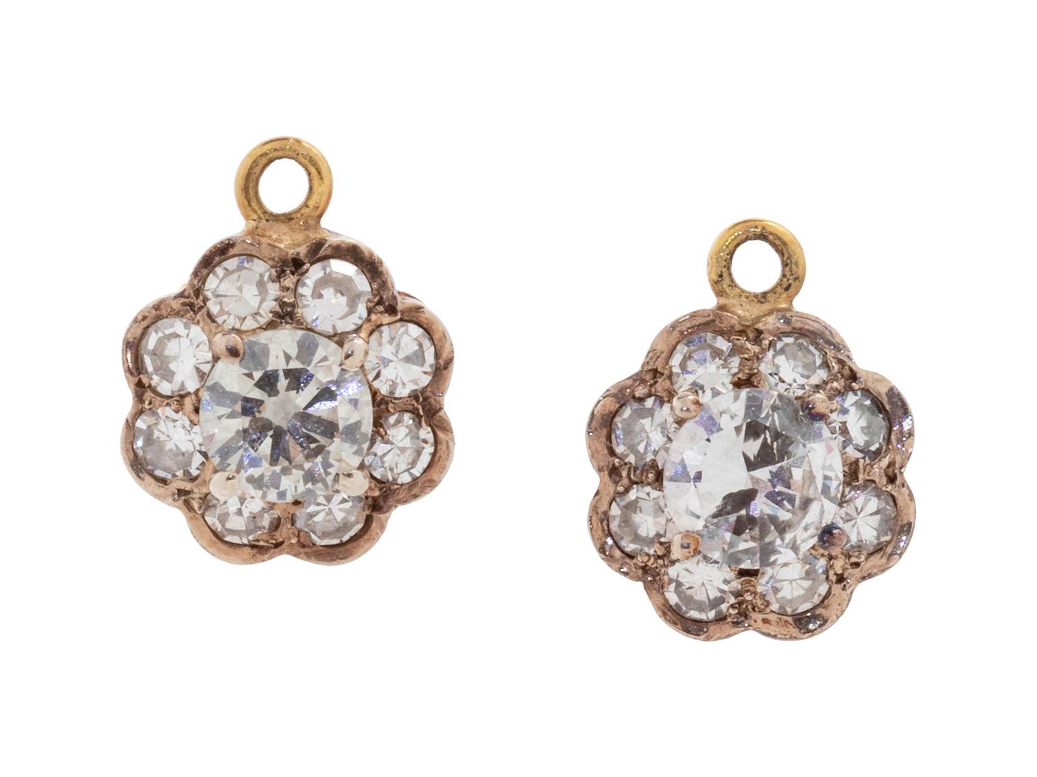 A Pair of Yellow Gold and Diamond Earrings,