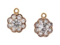 A Pair of Yellow Gold and Diamond Earrings,