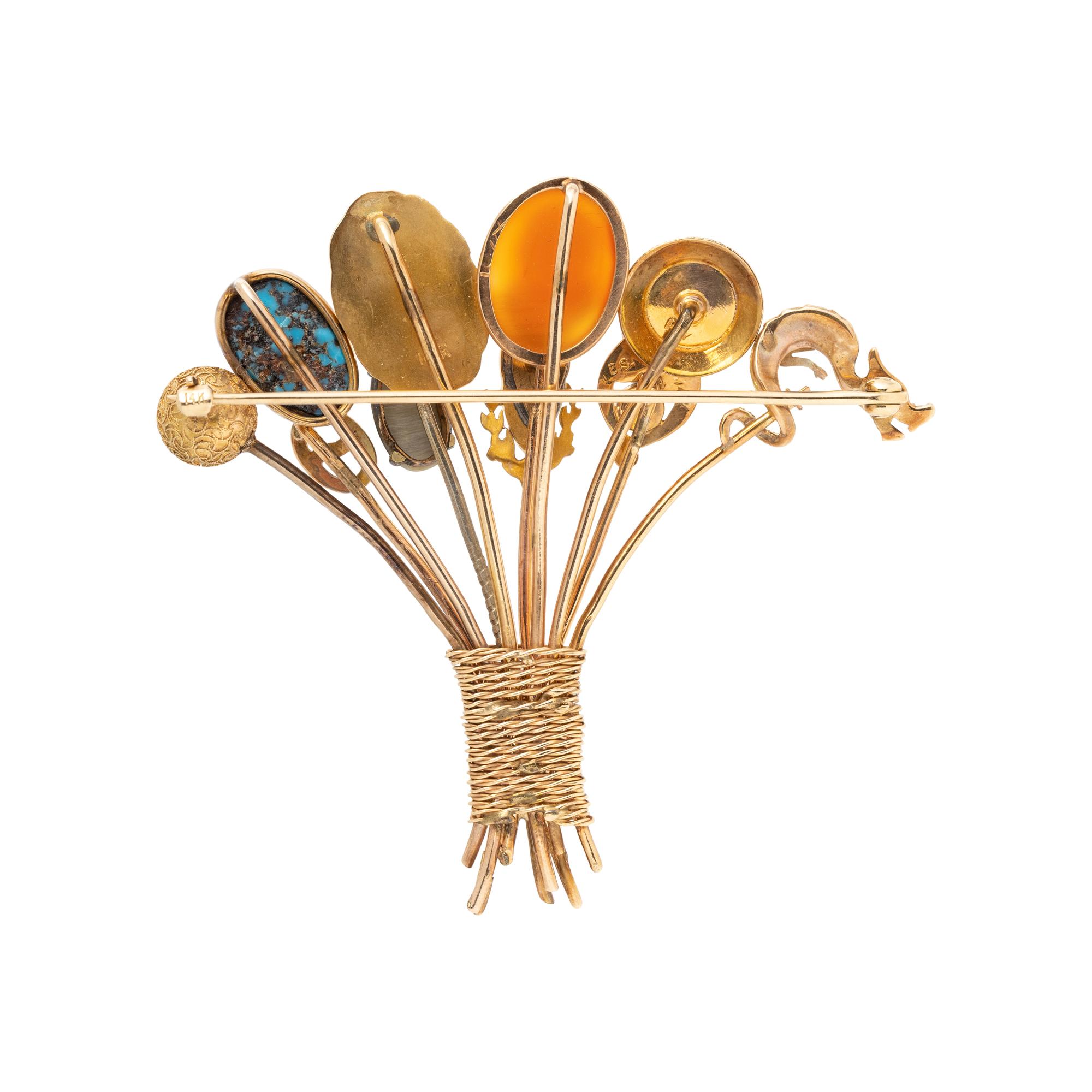 MULTIGEM STICKPIN BROOCH