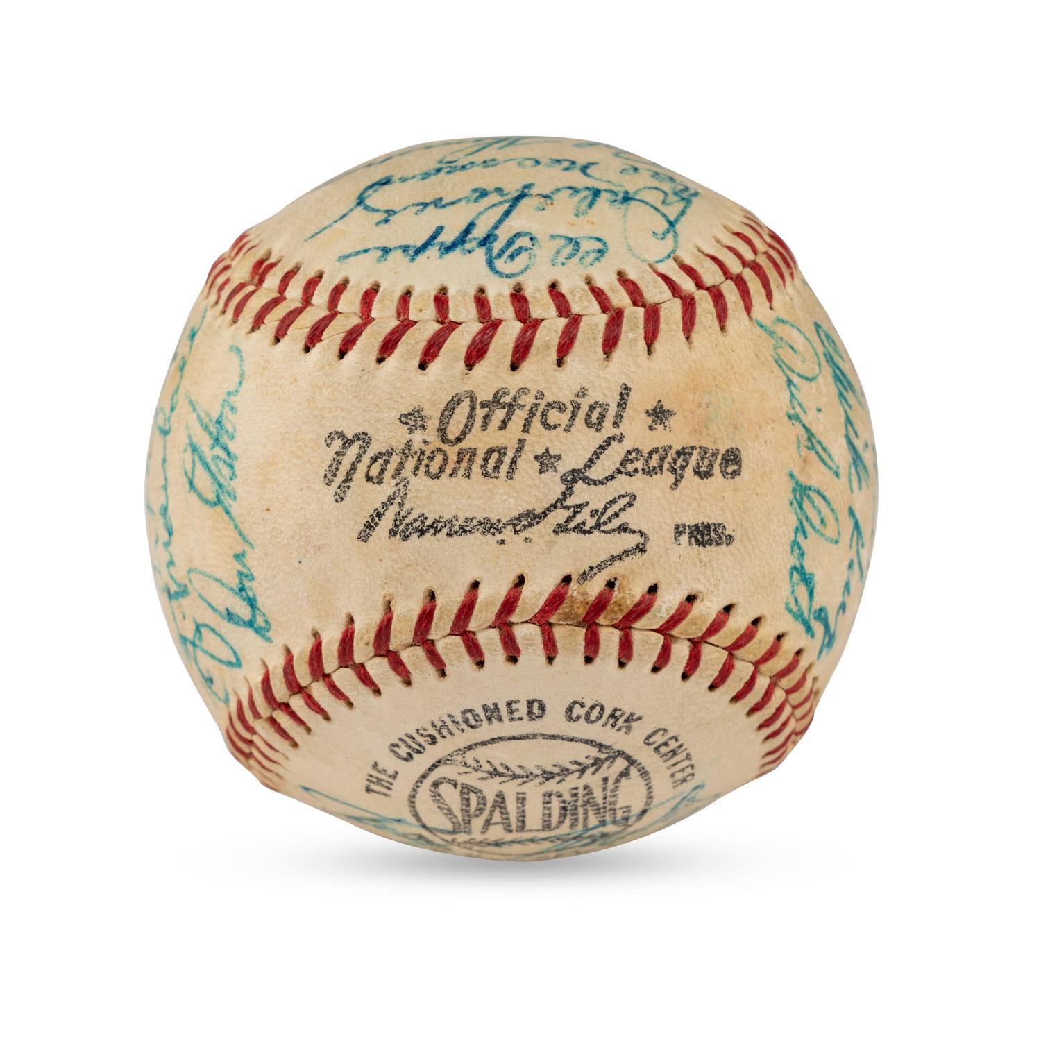A 1958 Chicago Cubs Team Signed Autograph Baseball (Ernie Banks MVP Season)