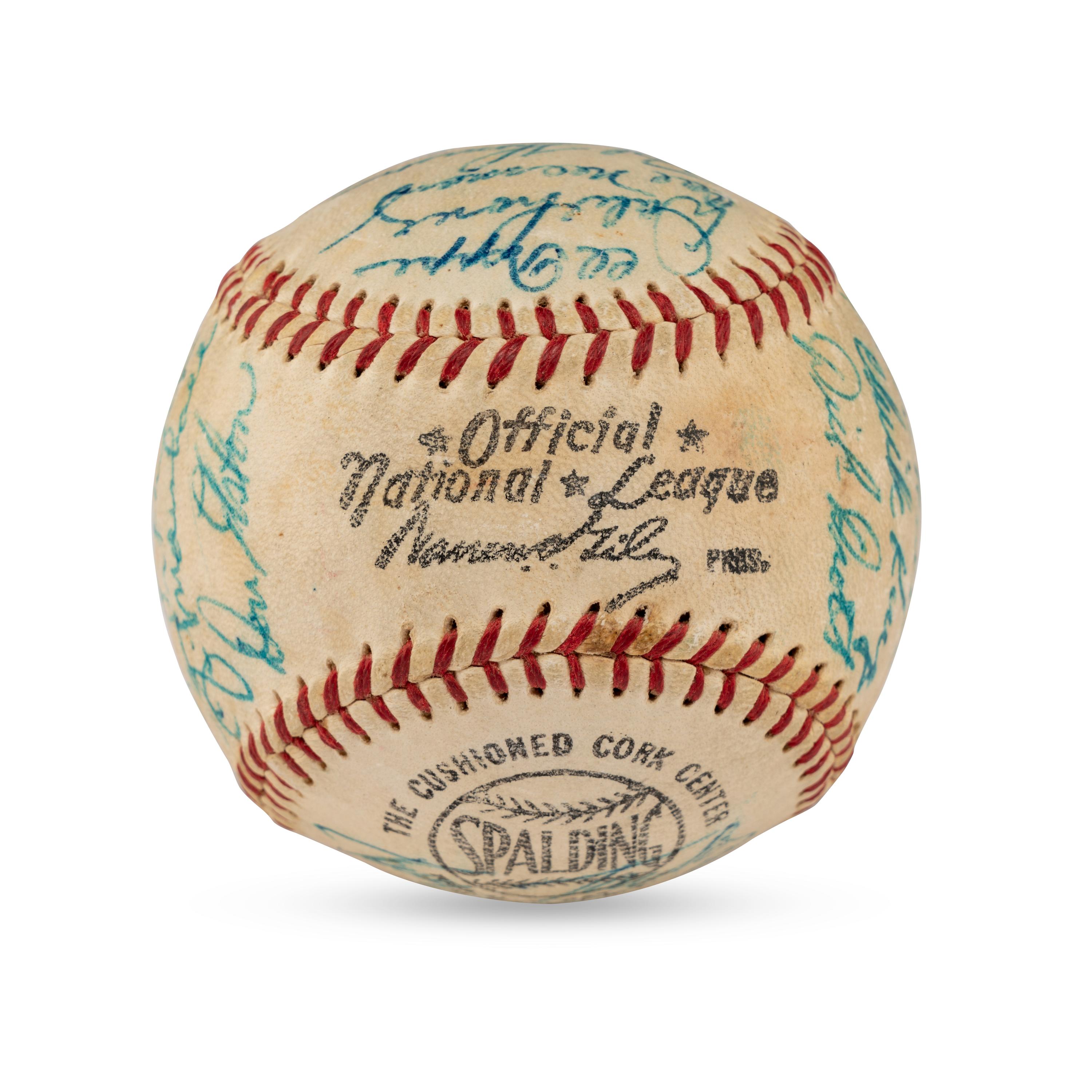 A 1958 Chicago Cubs Team Signed Autograph Baseball (Ernie Banks MVP Season)