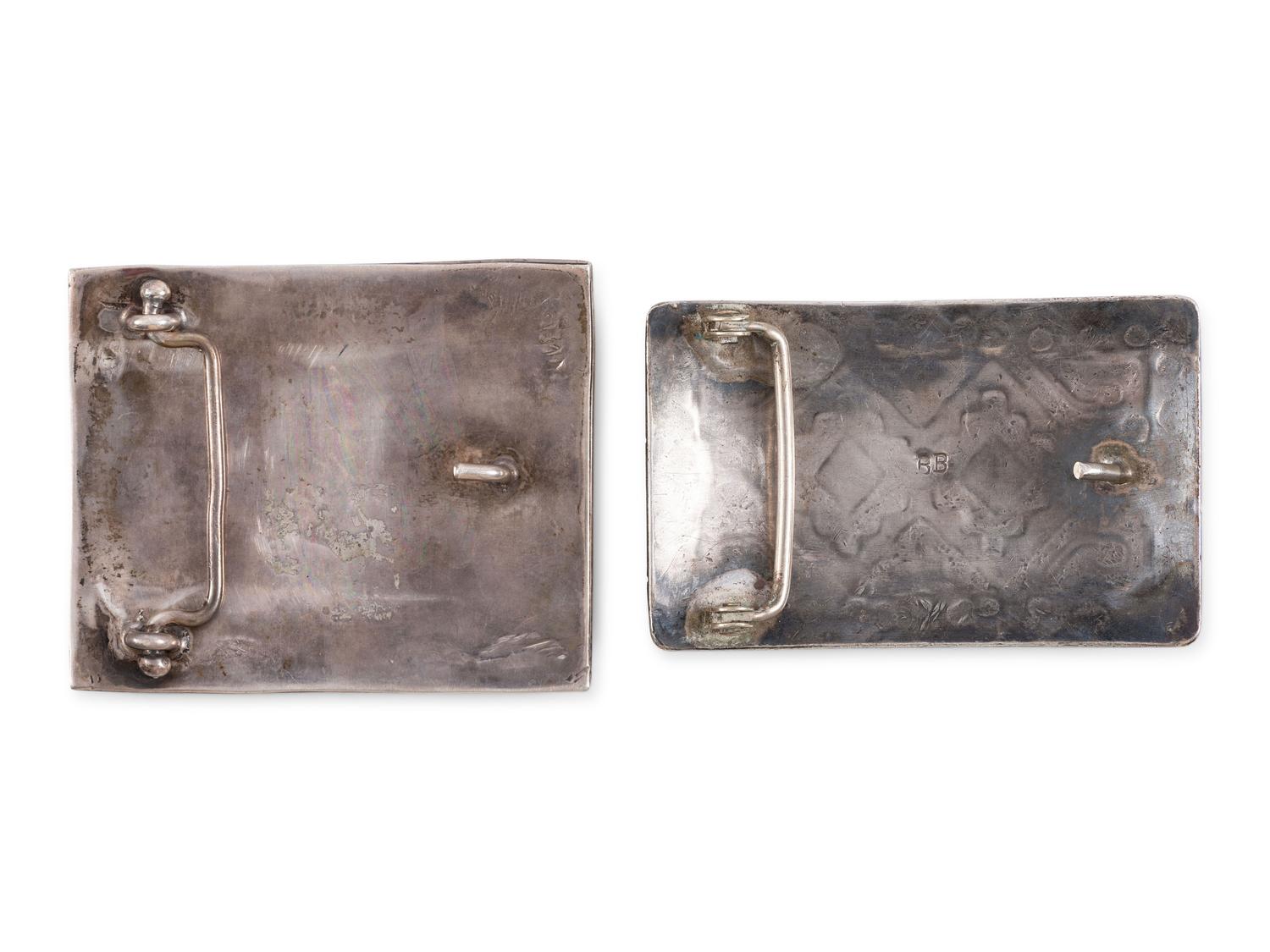 Zuni Silver and Mosaic Inlay Gan Dancer Belt Buckle