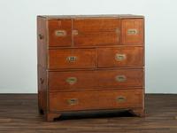 An Anglo-Colonial Brass Mounted Teak Campaign Writing Desk