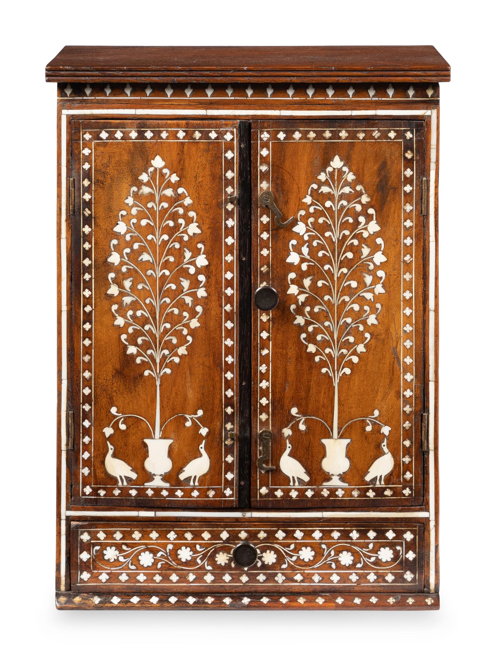 An Anglo-Indian Inlaid Rosewood Jewelry Cabinet