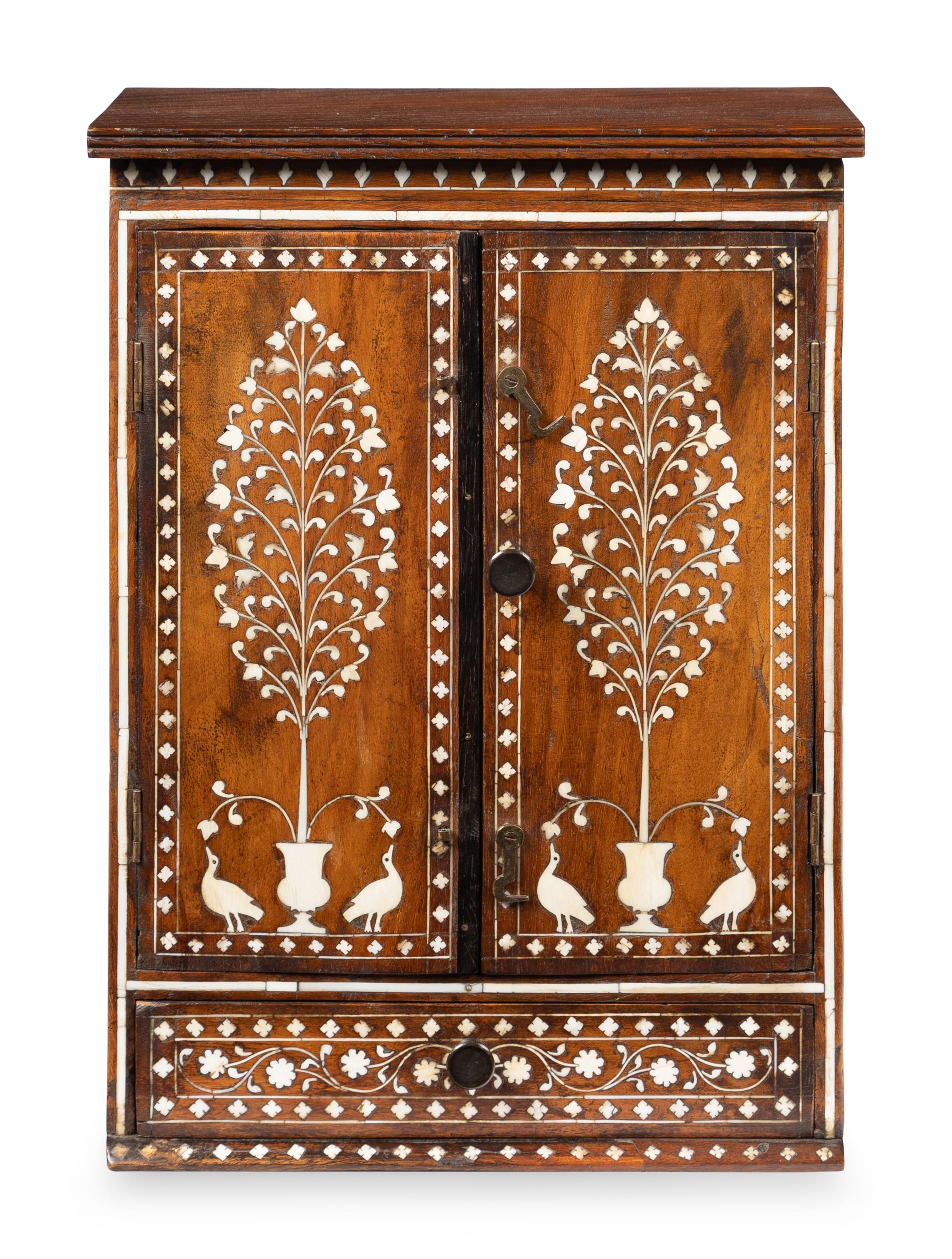 An Anglo-Indian Inlaid Rosewood Jewelry Cabinet