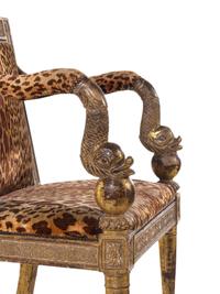 An Italian Neoclassical "Mecca" and Parcel Gilt Armchair