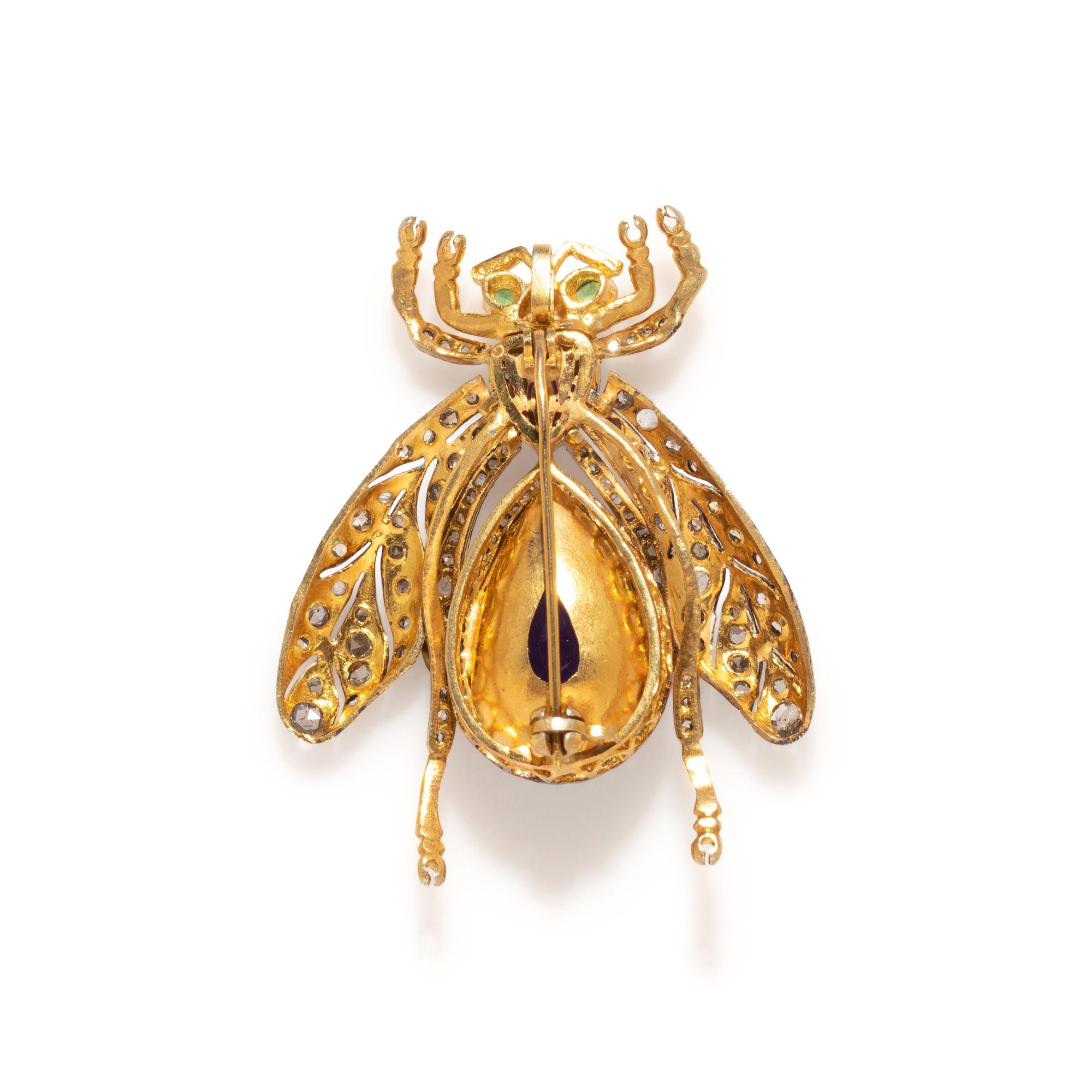 DIAMOND AND AMETHYST INSECT PENDANT/BROOCH