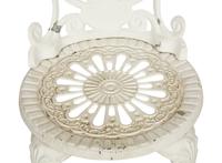 A Pair of White Painted Cast Metal Garden Chairs