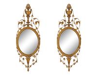 A Pair of George III Style Carved Giltwood Mirrors — Late 19th Century