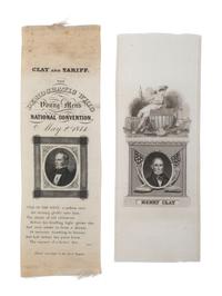 [POLITICS] --[CLAY, Henry (1777-1852)]. A group of 2 silk ribbons promoting Henry Clay, comprising: