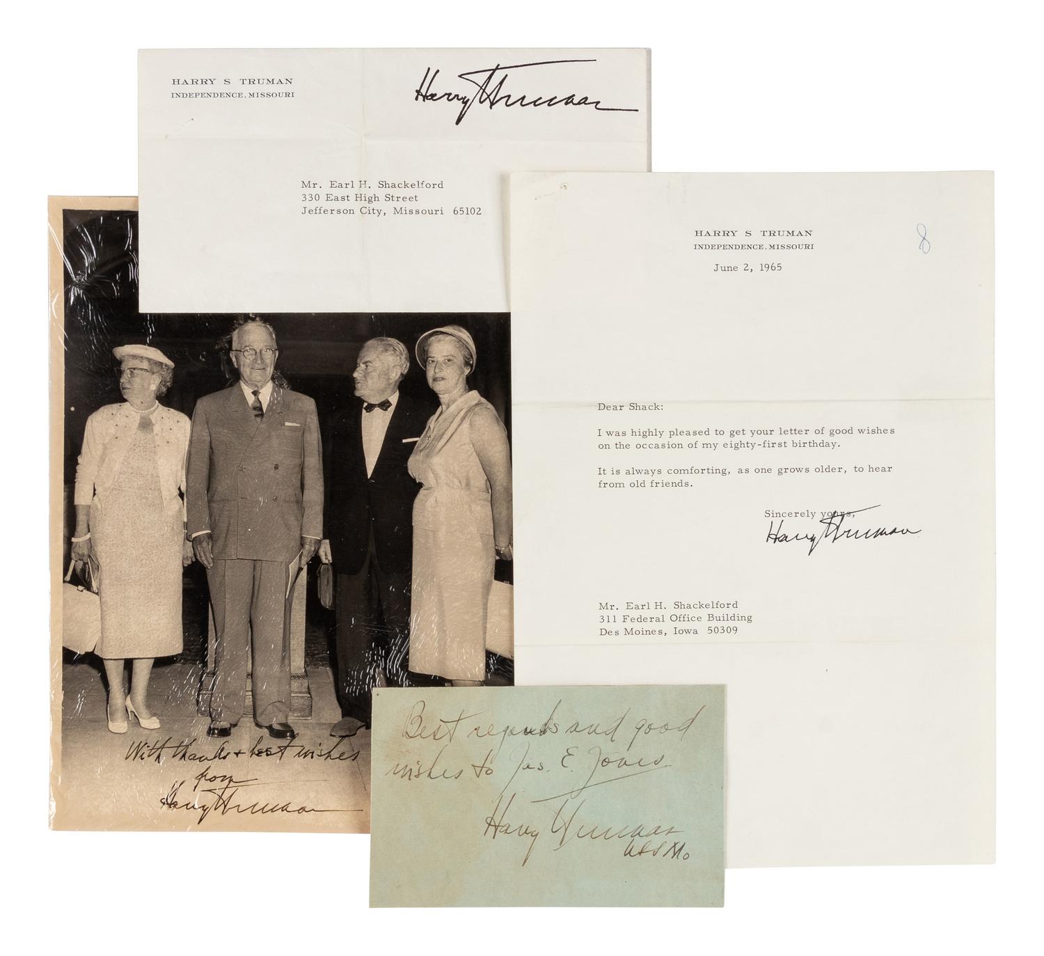 TRUMAN, Harry S. (1884-1972). A group of signed books, letters, and a photograph, comprising: