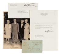 TRUMAN, Harry S. (1884-1972). A group of signed books, letters, and a photograph, comprising: