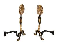 A Pair of Black and Gilt Painted Andirons — 19th/20th Century