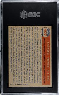 A 1957 Topps Mickey Mantle and Yogi Berra Yankees' Power Hitters Baseball Card No. 407 (SGC 6 EX/NM)