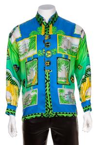 A Gianni Versace Silk Atelier Print Shirt, Size 48.