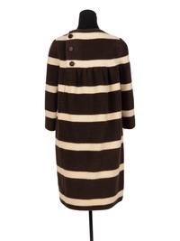 Madame Grès Haute Couture Wool Striped Dress with Leather Belt, 1960s