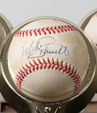 A Collection of Eleven 500 Home Run Club Autographed Baseballs Height of display case 9 inches x width 36 1/2 x depth 10 inches.