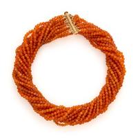 Fire Opal Beaded Torsade Necklace